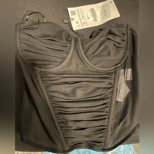 Black Ruched Crop Top